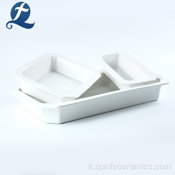Piatti da pranzo in ceramica bianca di alta qualità con 6 griglie in vendita